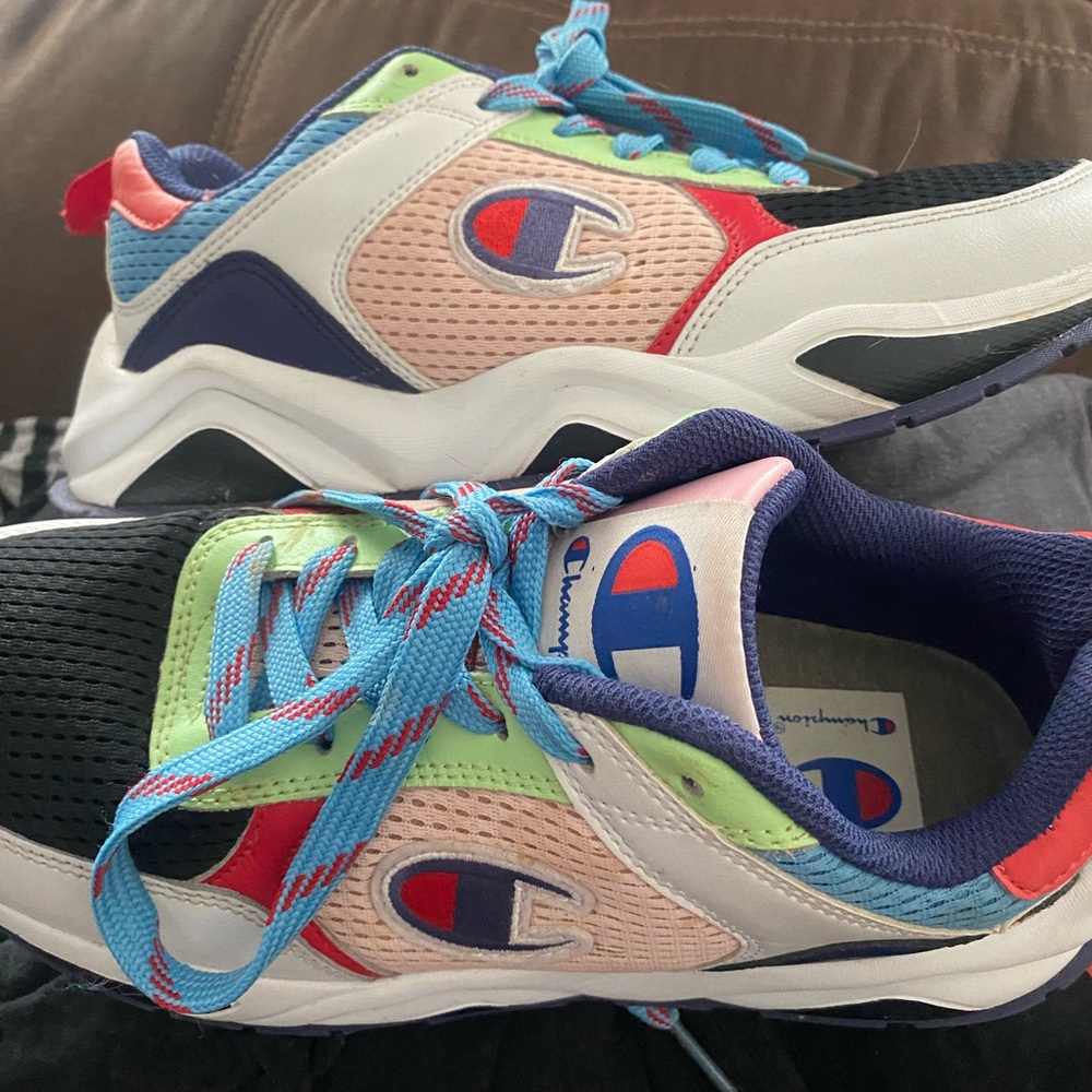 Champion Colorful Sneakers with Blue and Red Accents